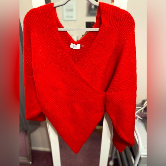 Ruby Red Cross Over Sweater Size M/L - Picture 4 of 6
